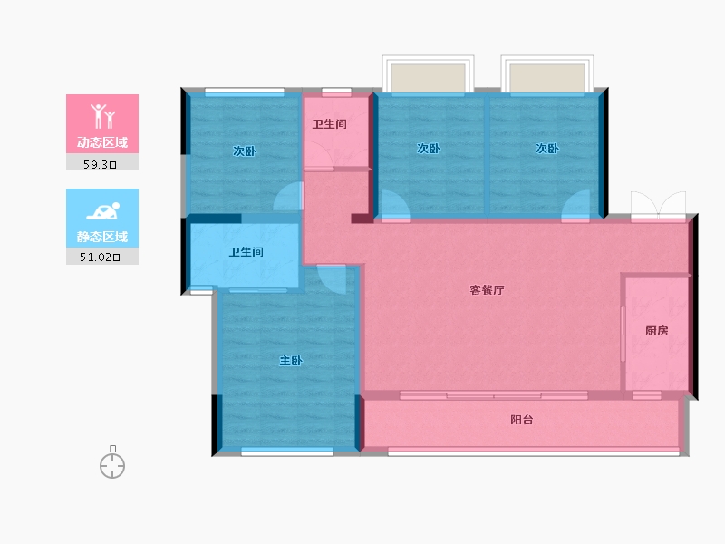 四川省-成都市-天府西湖云著-99.38-户型库-动静分区