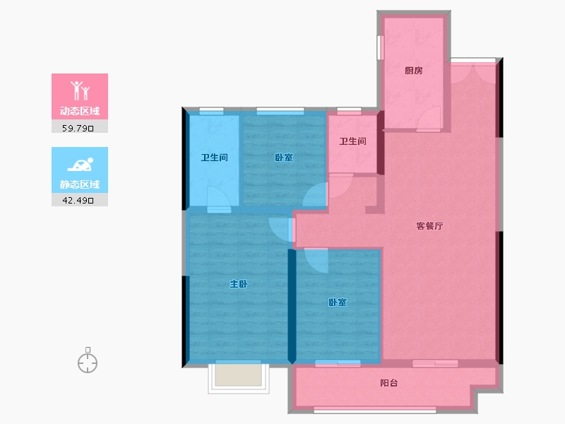 陕西省-汉中市-怡境泊居-91.62-户型库-动静分区