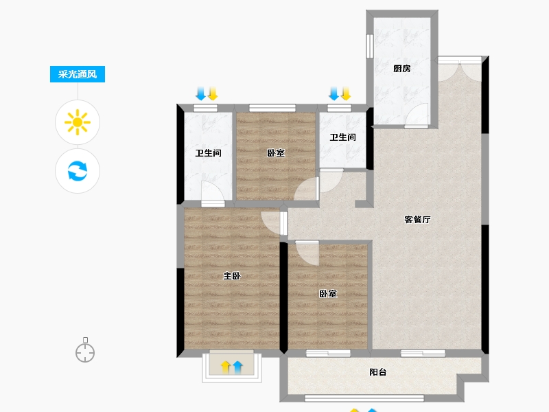 陕西省-汉中市-怡境泊居-91.62-户型库-采光通风