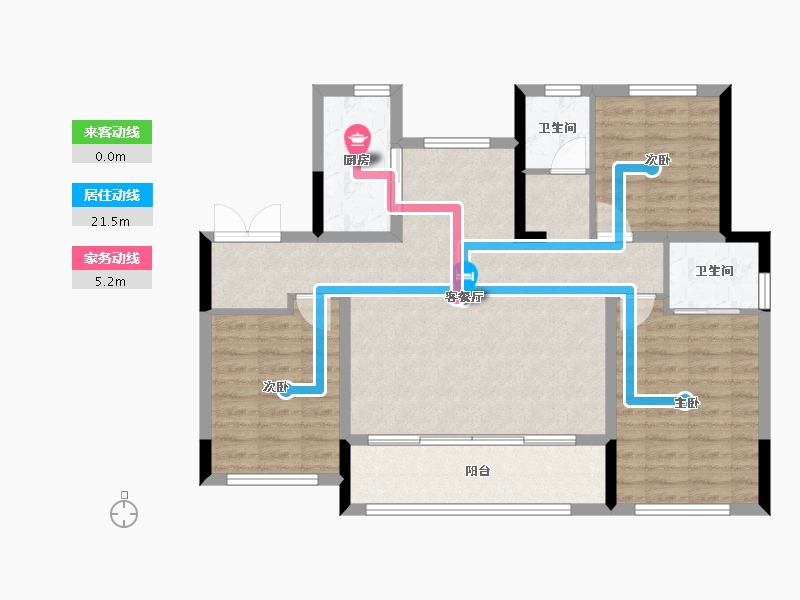 辽宁省-辽阳市-京都城·天玺-92.44-户型库-动静线