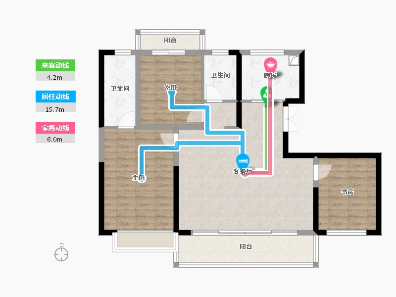 陕西省-西安市-万景荔知湾-107.32-户型库-动静线