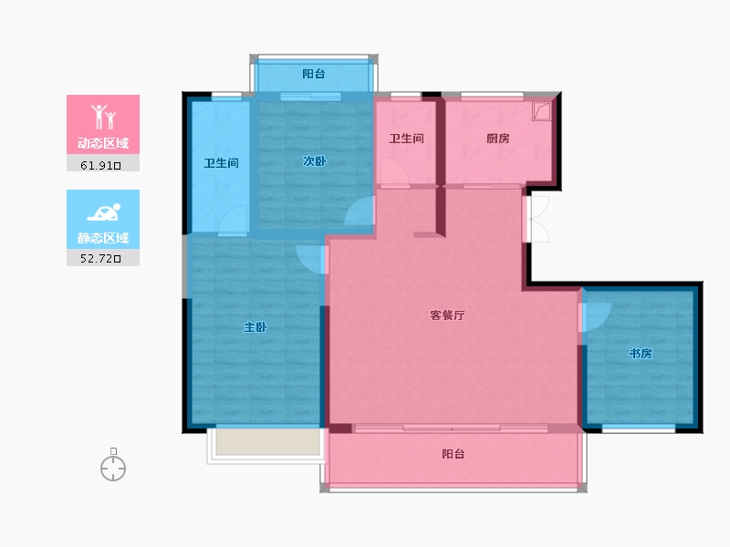 陕西省-西安市-万景荔知湾-107.32-户型库-动静分区