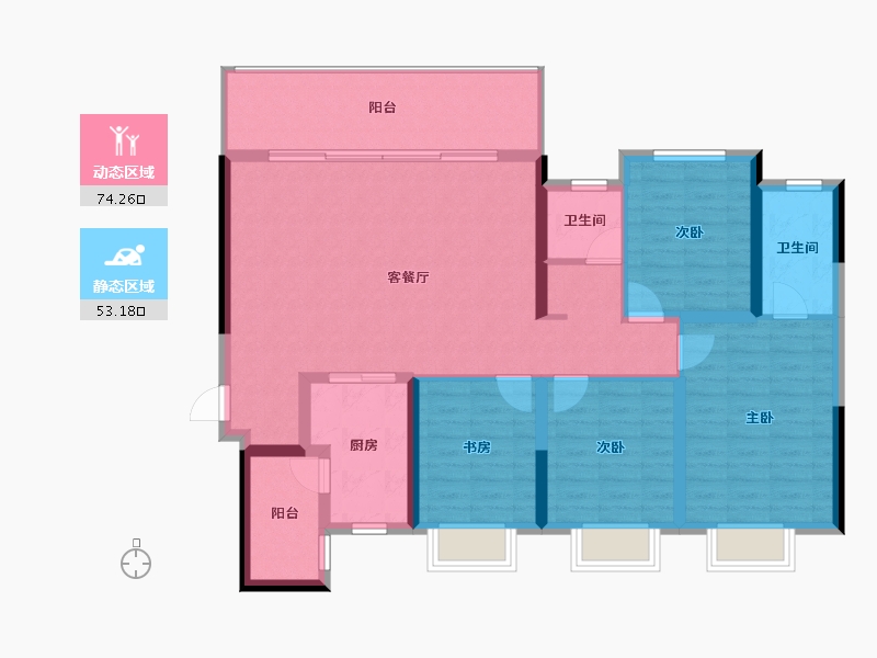 贵州省-贵阳市-乐湾国际城府鸣溪上-108.80-户型库-动静分区