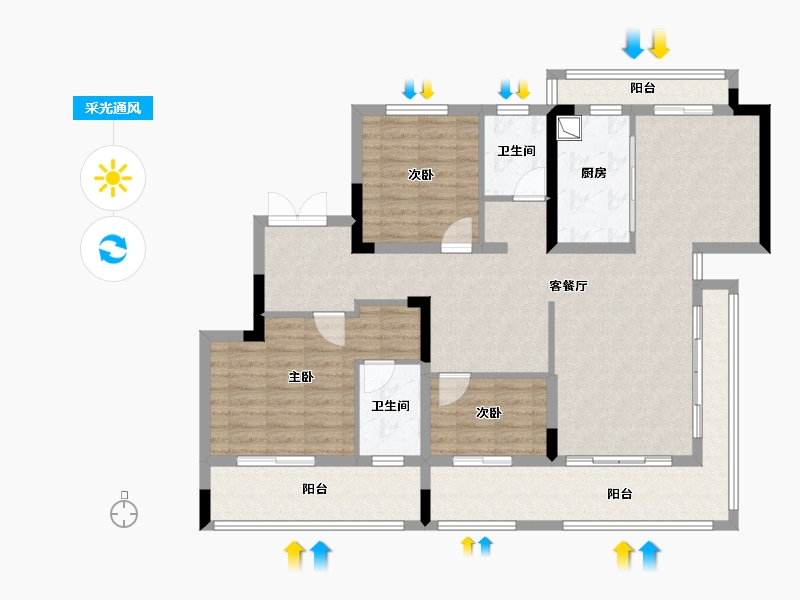 河南省-周口市-晟合云筑-115.00-户型库-采光通风