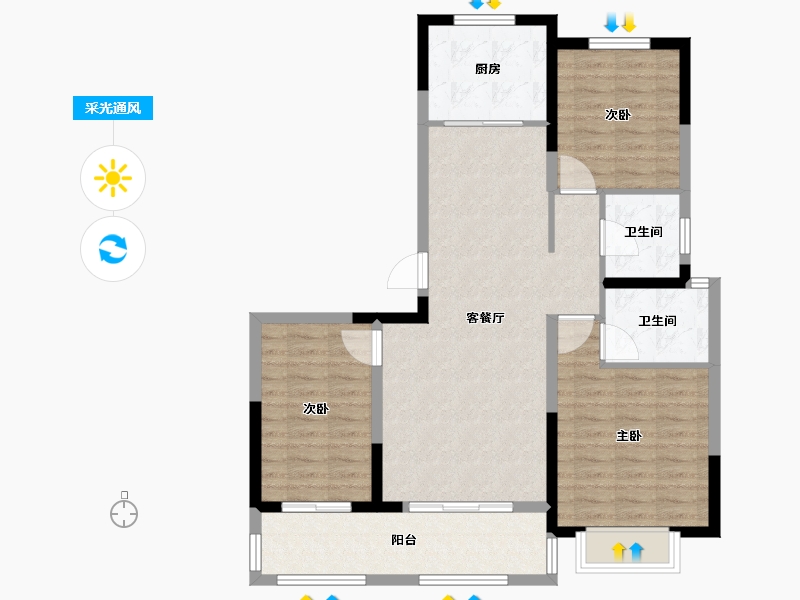 河北省-邯郸市-祥润如意学府-94.61-户型库-采光通风