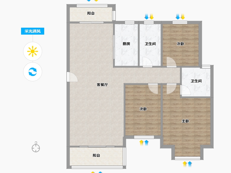 河南省-信阳市-兰庭湾御晶-94.40-户型库-采光通风