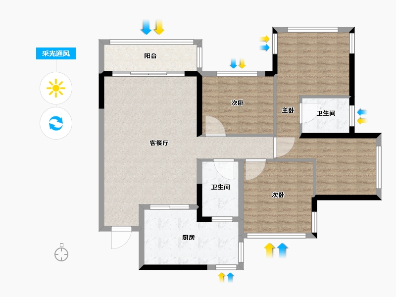 广西壮族自治区-贵港市-雅庭-108.00-户型库-采光通风