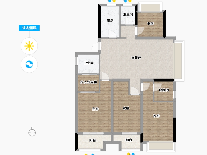 浙江省-丽水市-安欣小区-112.00-户型库-采光通风