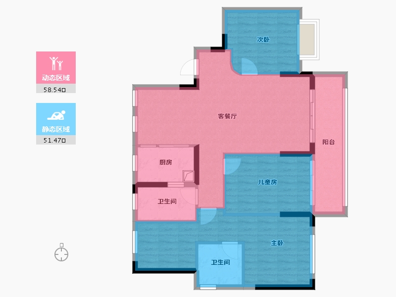 浙江省-宁波市-慈澜府西区-114.40-户型库-动静分区