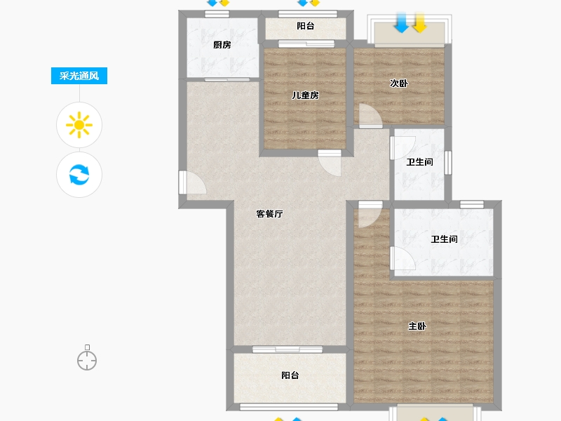 福建省-莆田市-龙德井小区-102.51-户型库-采光通风