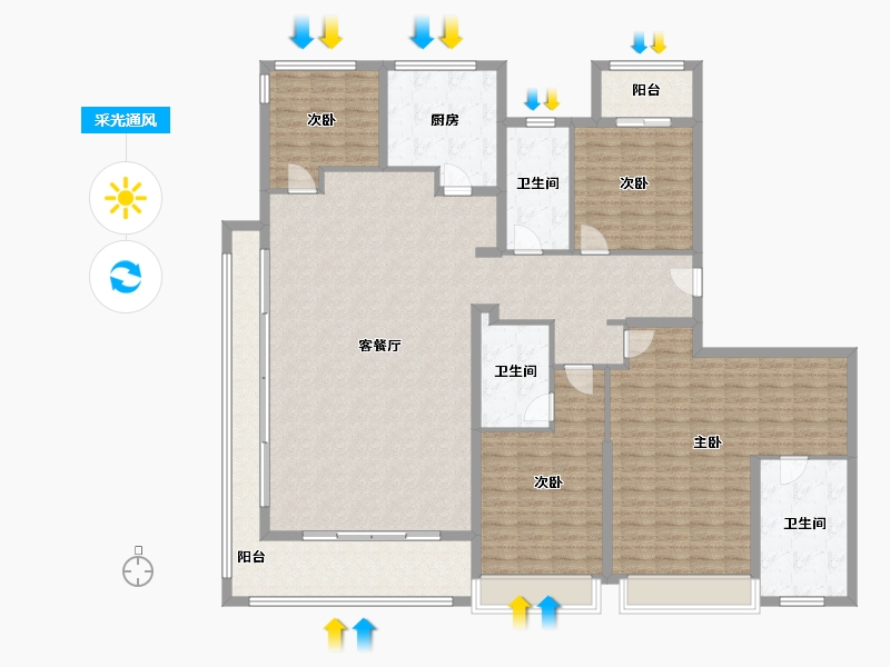 浙江省-杭州市-杭珹未来中心-215.40-户型库-采光通风