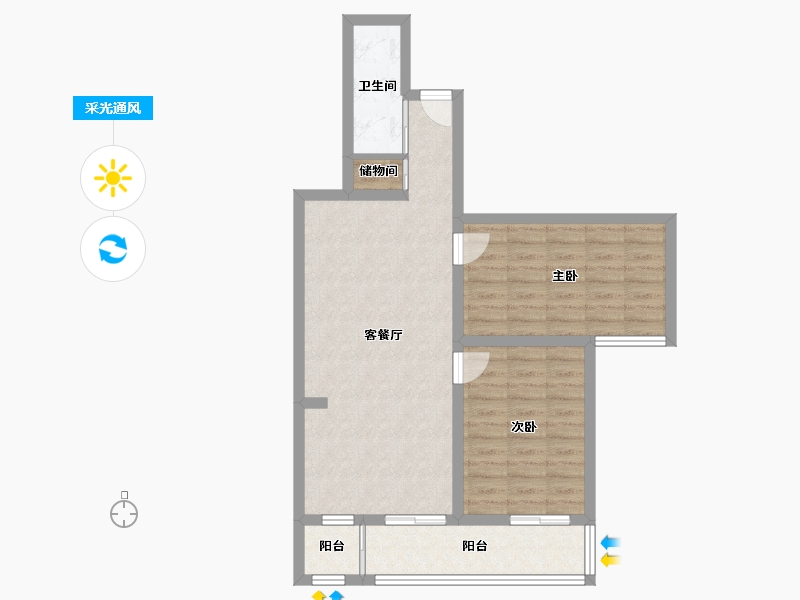 北京-北京市-太平桥东里-29号院-74.27-户型库-采光通风