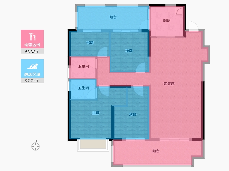 湖北省-宜昌市-长乐星辰小区-113.52-户型库-动静分区