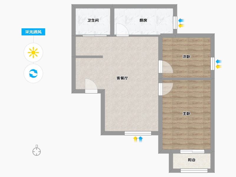 北京-北京市-广安康润家园-东区-66.56-户型库-采光通风