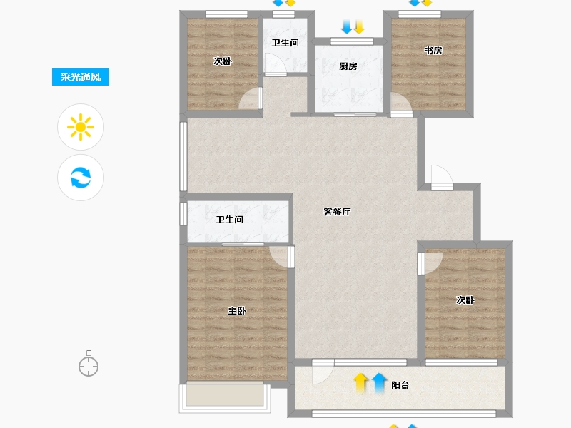 山东省-潍坊市-绿城·桂语朝阳-112.00-户型库-采光通风