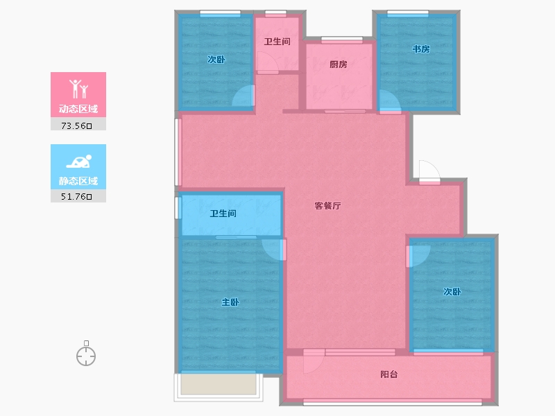 山东省-潍坊市-绿城·桂语朝阳-112.00-户型库-动静分区