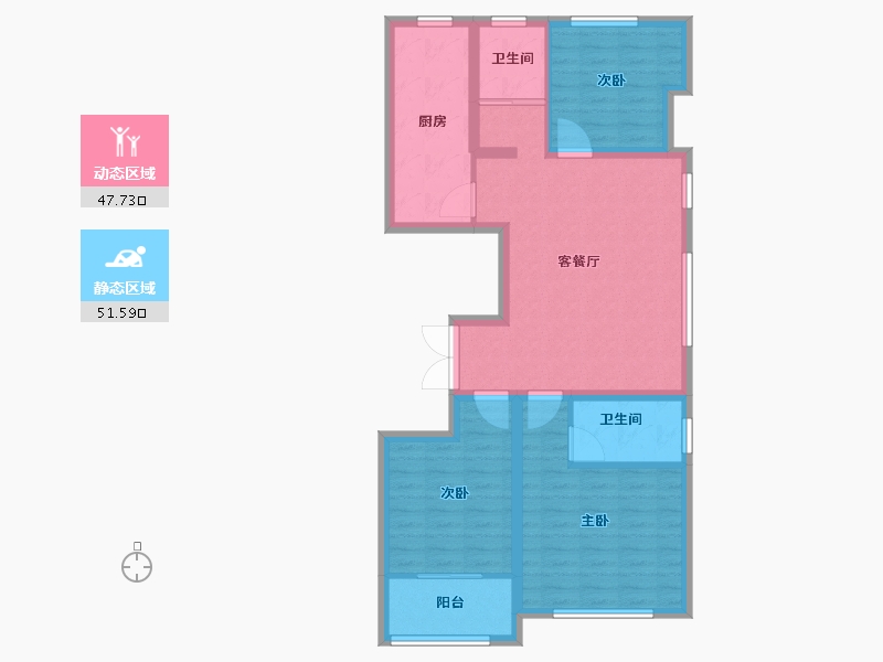 山东省-潍坊市-九龙山翠雨园-88.80-户型库-动静分区