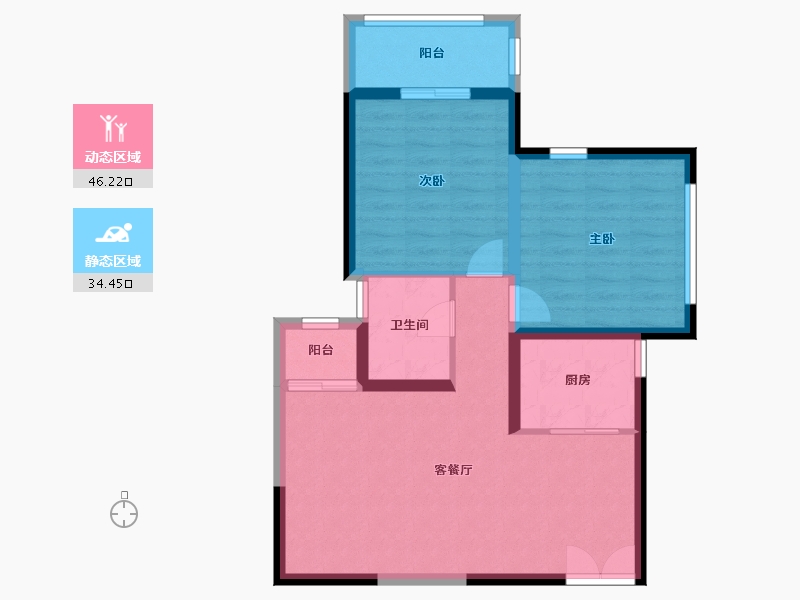 陕西省-西安市-兴庆御苑-72.37-户型库-动静分区