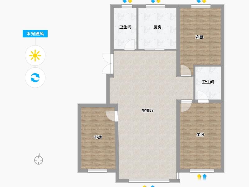 辽宁省-朝阳市-朝阳学府-104.99-户型库-采光通风