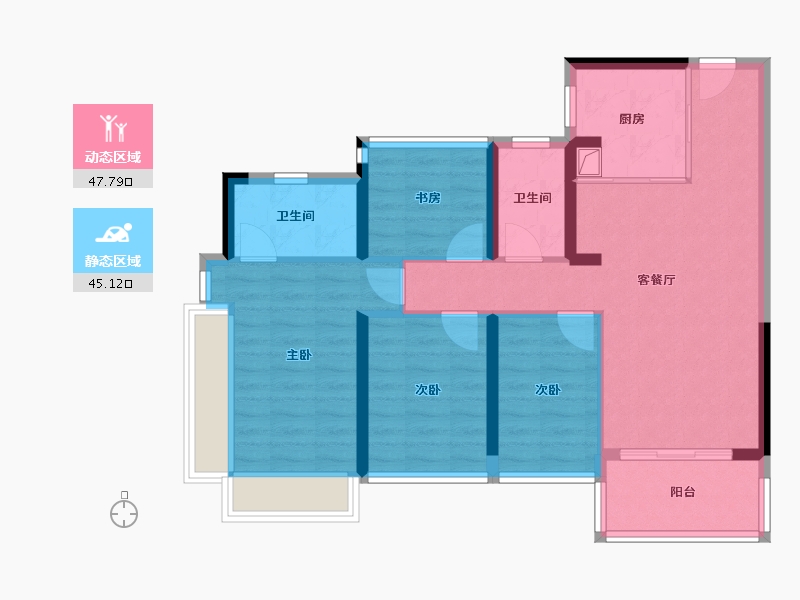 广东省-广州市-卓越晴翠府-82.40-户型库-动静分区