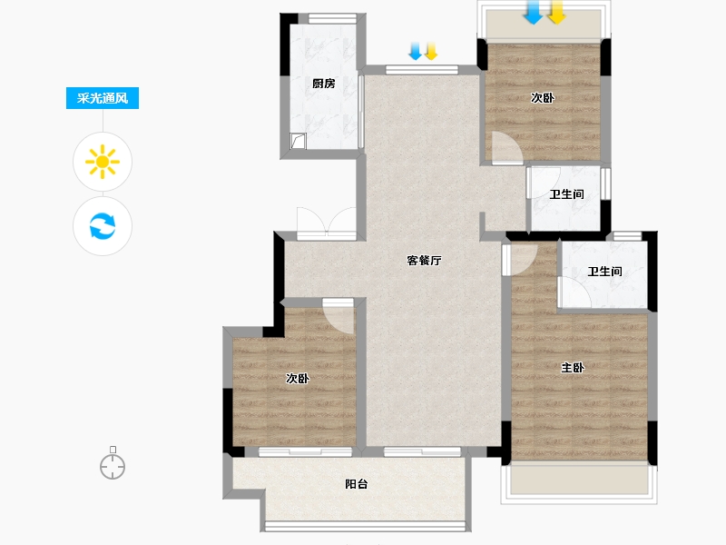 江苏省-宿迁市-政通·清华别院-90.82-户型库-采光通风