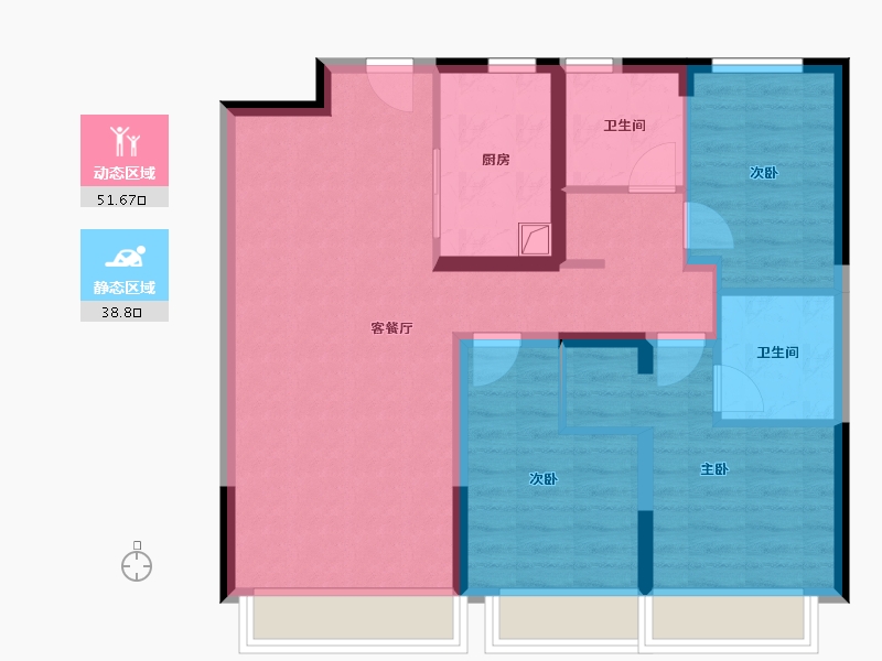 新疆维吾尔自治区-乌鲁木齐市-绿城·理想之城-80.29-户型库-动静分区