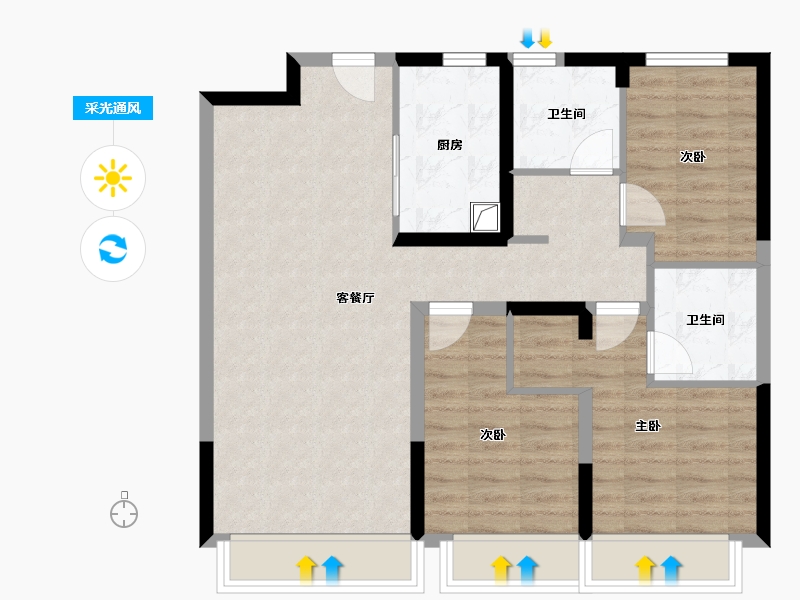 新疆维吾尔自治区-乌鲁木齐市-绿城·理想之城-80.29-户型库-采光通风