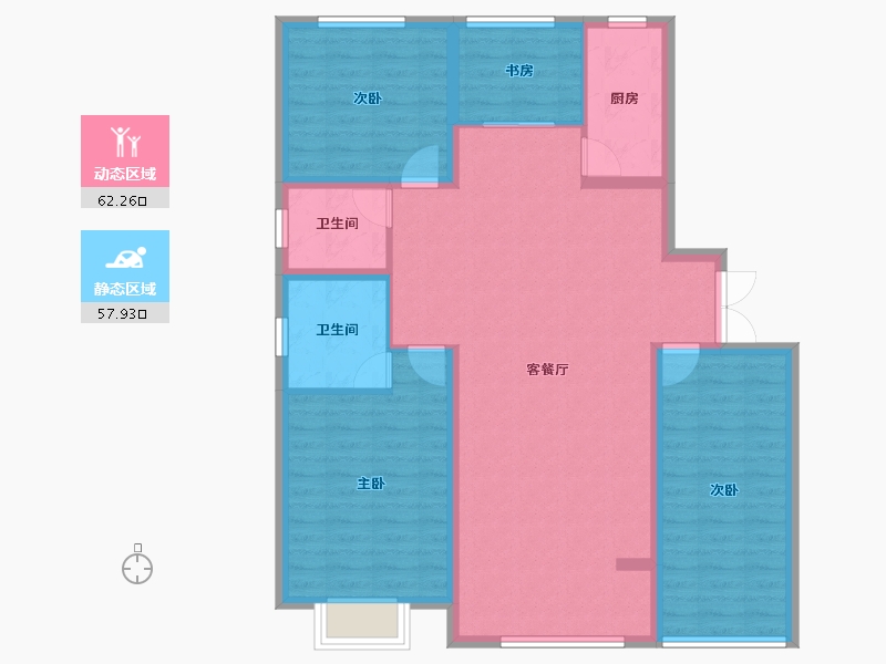 山西省-临汾市-翼城·棕榈墅-108.61-户型库-动静分区