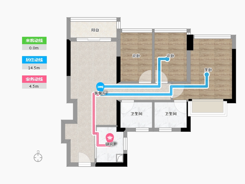 广东省-广州市-卓越晴翠府-60.67-户型库-动静线