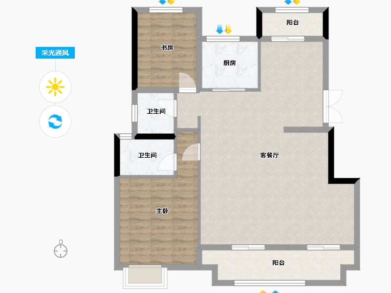 浙江省-嘉兴市-阳光城翡丽海岸-101.80-户型库-采光通风