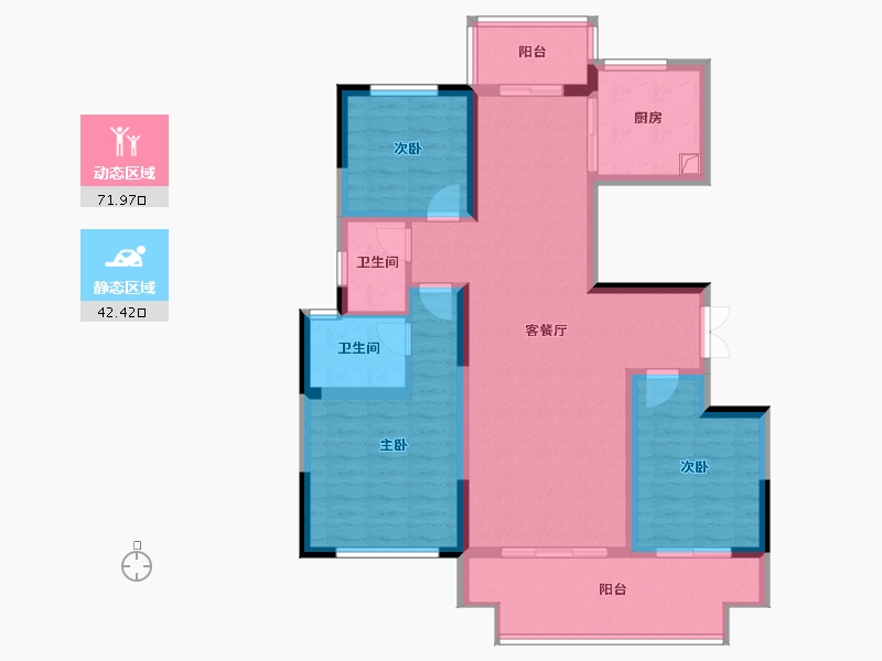 河南省-周口市-建业城4期定江山-101.60-户型库-动静分区