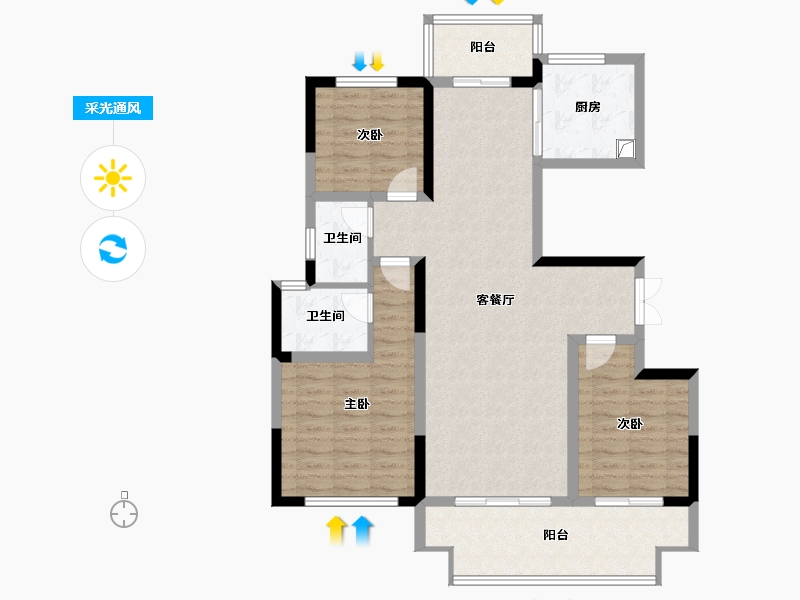 河南省-周口市-建业城4期定江山-101.60-户型库-采光通风