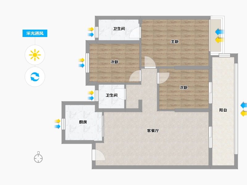 湖北省-襄阳市-枣阳信达中央公园-102.90-户型库-采光通风