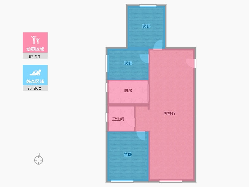 新疆维吾尔自治区-乌鲁木齐市-绿城·理想之城-92.46-户型库-动静分区