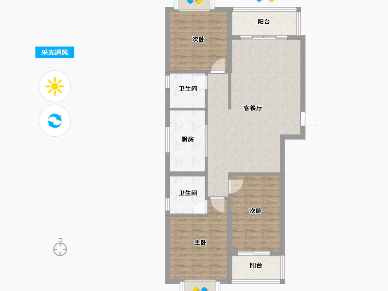 安徽省-铜陵市-德森广场-93.38-户型库-采光通风