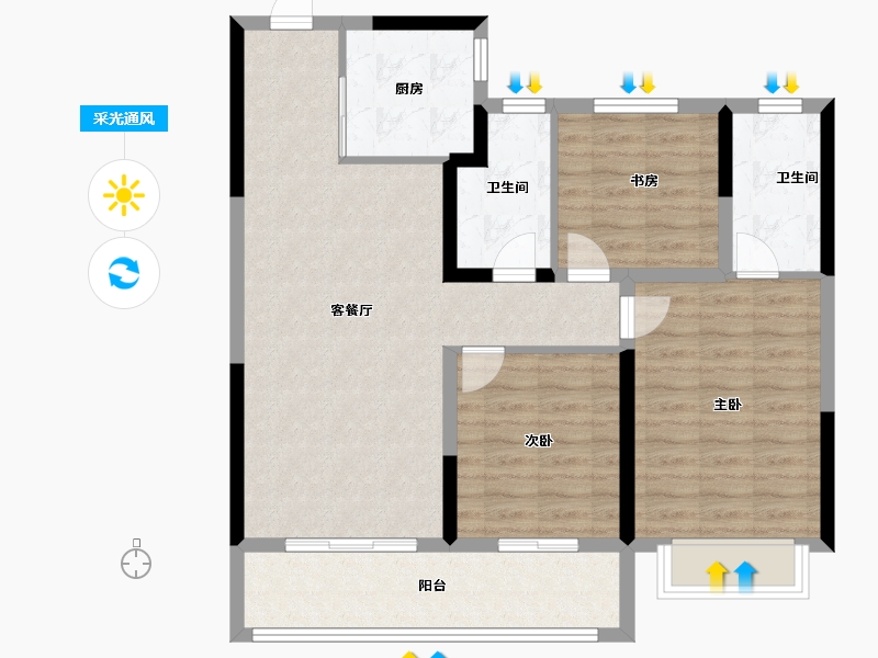 浙江省-宁波市-百誉府-89.60-户型库-采光通风