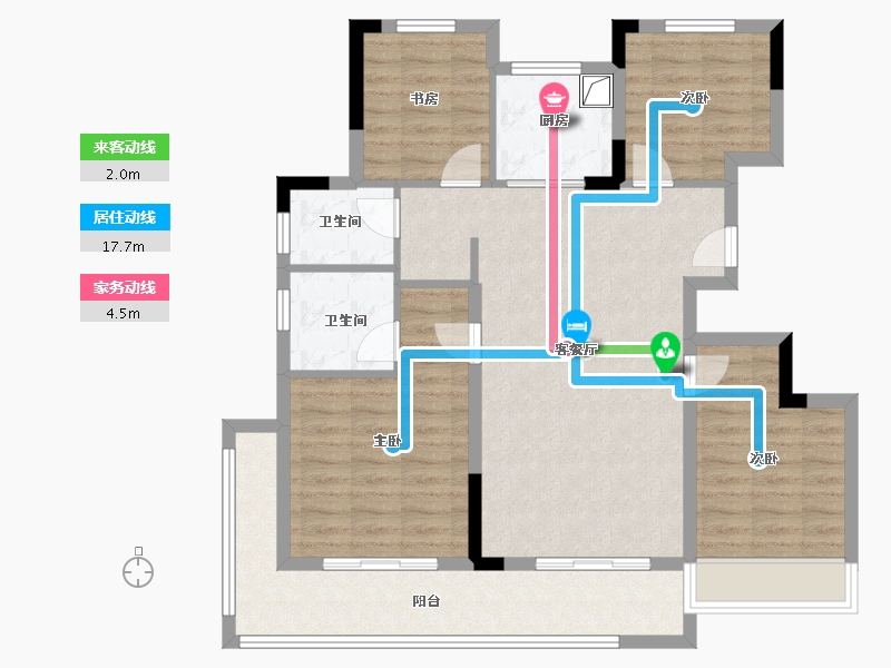 浙江省-湖州市-蓝城溪上云庐生活体验馆-96.00-户型库-动静线