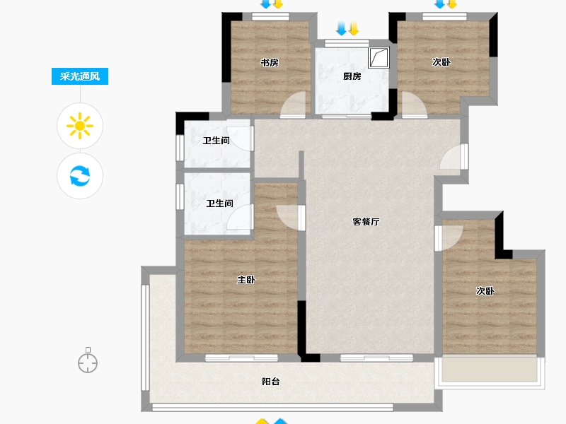 浙江省-湖州市-蓝城溪上云庐生活体验馆-96.00-户型库-采光通风