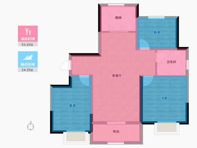 山东省-泰安市-天物蓝城·桂语湖畔-76.00-户型库-动静分区