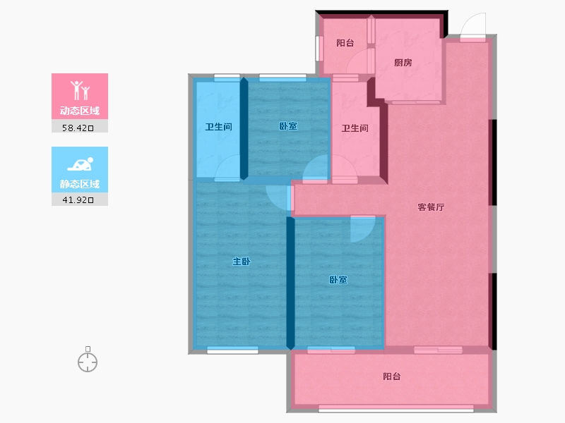 云南省-昆明市-邦泰悦九章彩云-89.43-户型库-动静分区