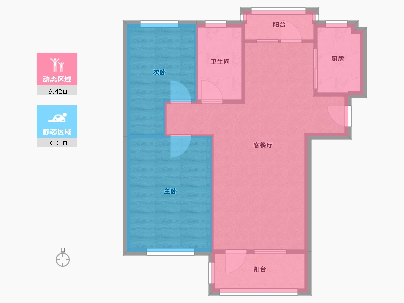 辽宁省-大连市-海湾新城-二期-64.90-户型库-动静分区