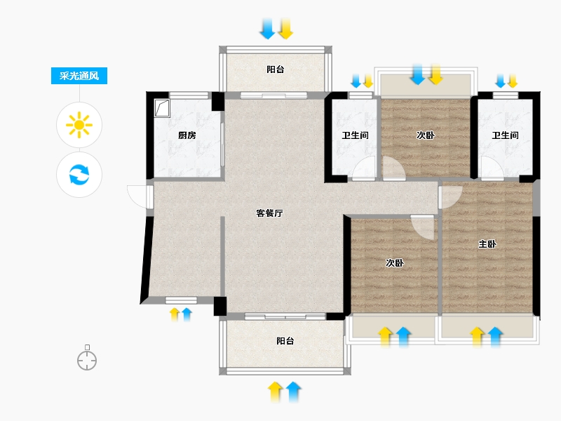 广东省-惠州市-百汇御园-102.40-户型库-采光通风