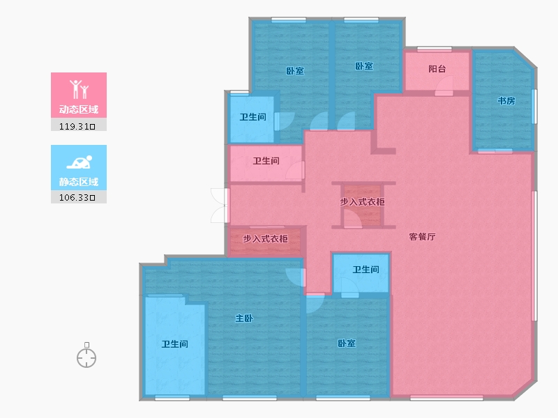 湖南省-长沙市-万科滨江一号-205.83-户型库-动静分区