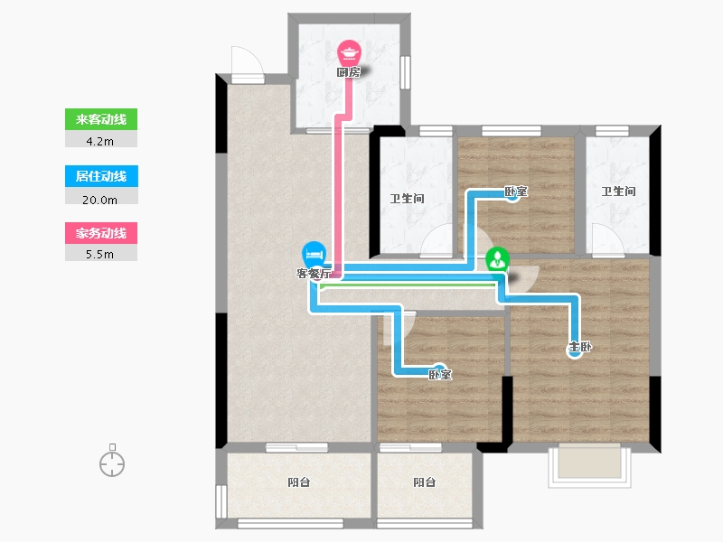 湖北省-襄阳市-幸福尚品-89.57-户型库-动静线