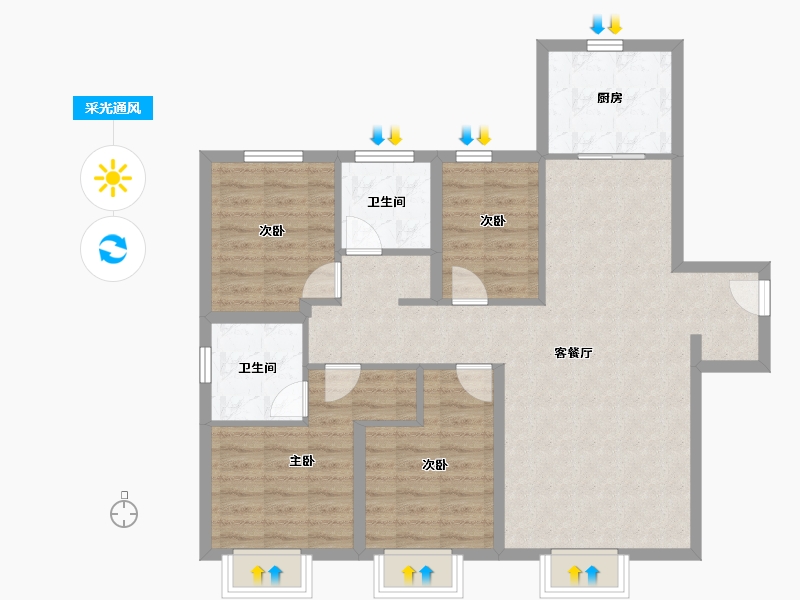 新疆维吾尔自治区-乌鲁木齐市-绿城·理想之城-94.73-户型库-采光通风