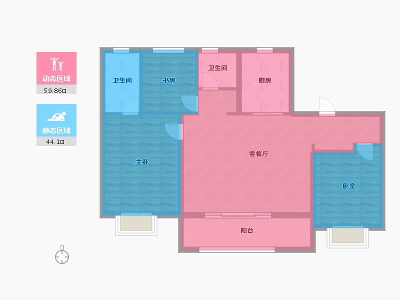 江苏省-南京市-香港置地·紫玥-93.71-户型库-动静分区