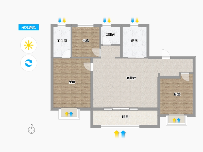 江苏省-南京市-香港置地·紫玥-93.71-户型库-采光通风