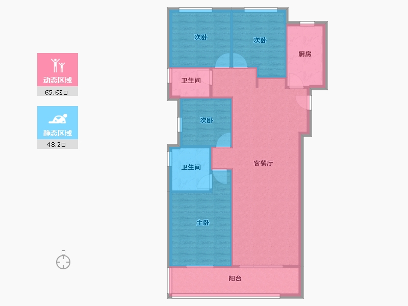 湖南省-长沙市-弘阳昕悦府-111.00-户型库-动静分区