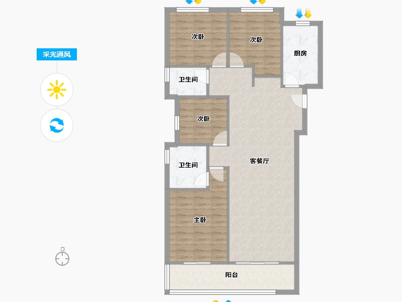 湖南省-长沙市-弘阳昕悦府-111.00-户型库-采光通风