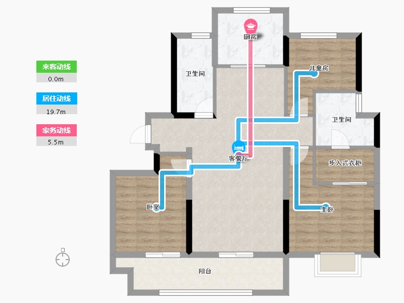 山东省-泰安市-天物蓝城·桂语湖畔-93.81-户型库-动静线